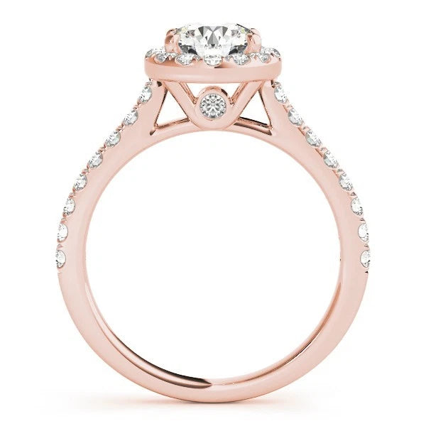 Lab Grown Round Cut  Diamond Halo Engagement Ring