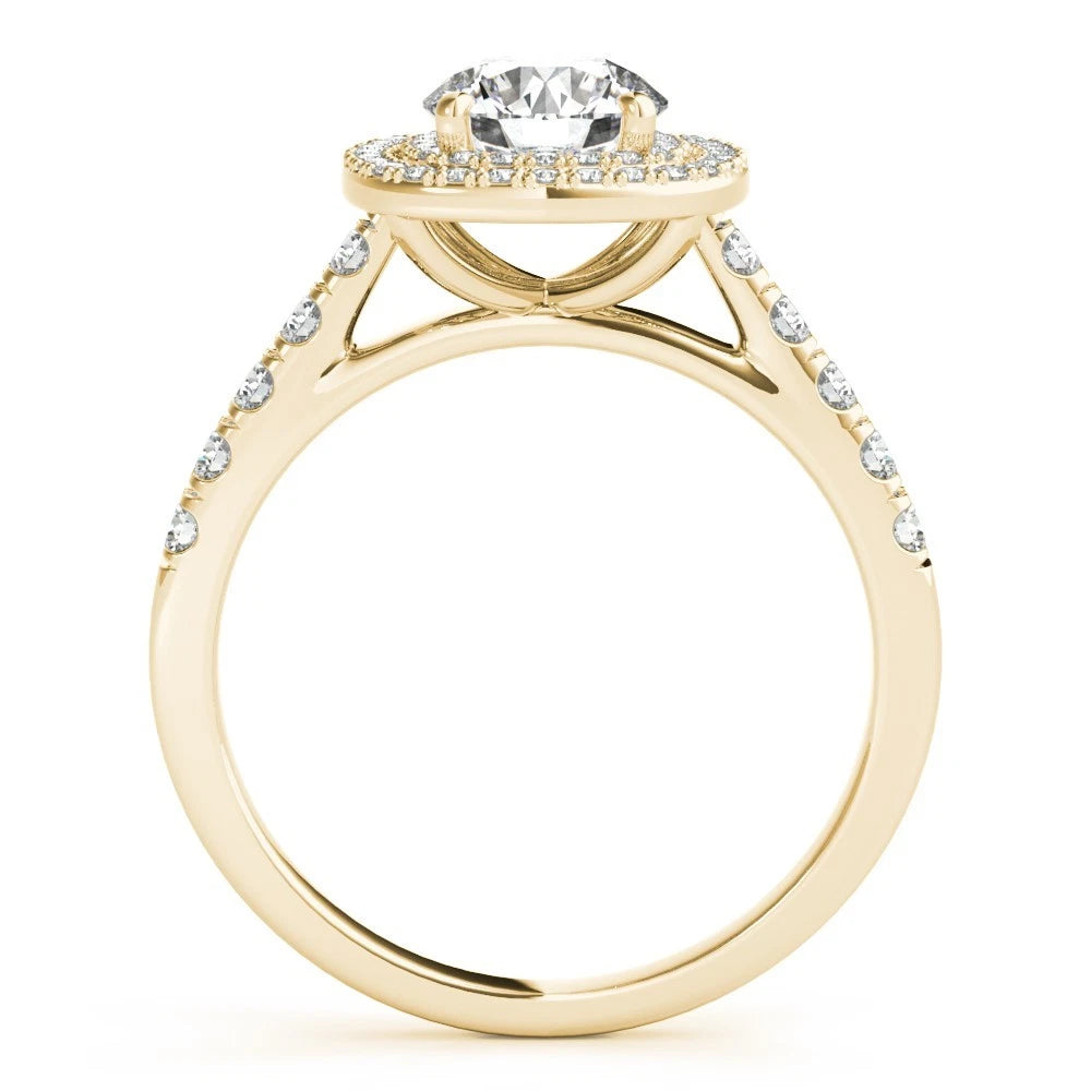Lab Grown Round Cut  Diamond Halo Engagement Ring