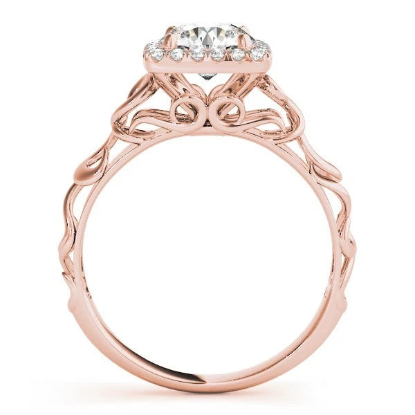 Lab Grown Round Cut Diamond  Halo Engagement Ring