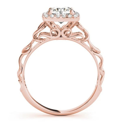 Lab Grown Round Cut Diamond  Halo Engagement Ring