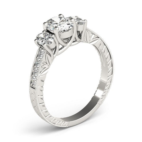 Lab Grown Oval Cut Diamond Trilogy Engagement Ring Platinum In 2.00ct DE/VS