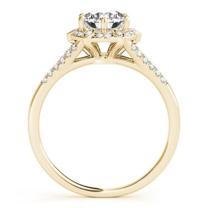 2.00Ct DE/VS Lab Grown Round Diamond Halo Engagement Ring 18K Yellow Gold