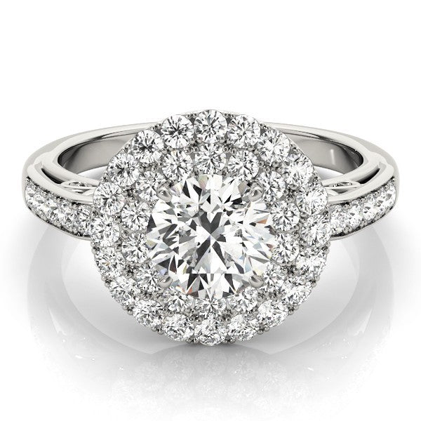 Lab Grown Round Cut Diamond Halo Engagement Ring