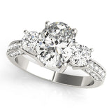 Platinum 2.00CT DE/VS Lab Grown Oval Cut Diamond Trilogy Engagement Ring