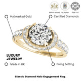 Lab Grown Round Diamond Halo Engagement Ring