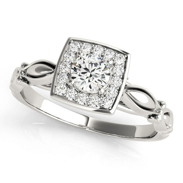 Lab Grown Round Diamond Halo Engagement Ring 