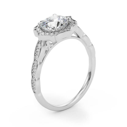Lab Grown Round Diamond Halo Engagement Ring 