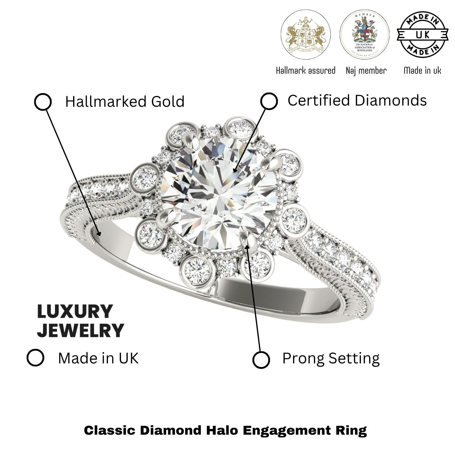 Lab-Grown Diamond Halo Engagement Ring