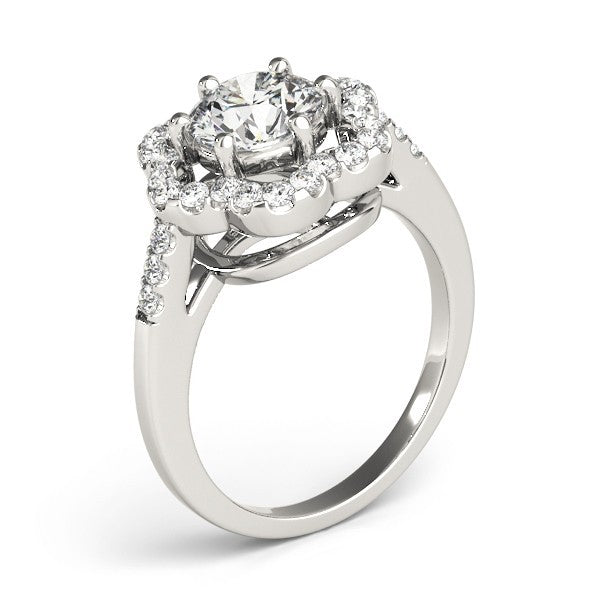 Lab Grown Round Diamond Halo Engagement Ring