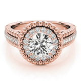 Lab Grown Round Diamond Halo Engagement Ring 