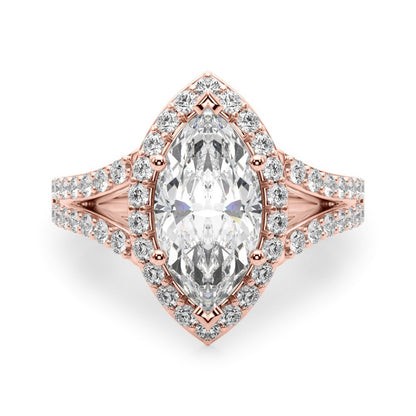 2.00Ct DE/VS Lab Grown Marquise Diamond Halo Engagement Ring Platinum