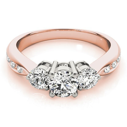 0.50Ct To 2.00Ct DE/VS Lab Grown Round Diamond 3 Stone Engagement Ring Platinum