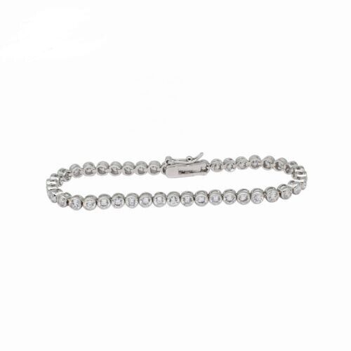 2.60 Carat Natural Round Diamond Bezel-set Tennis Bracelet 9K White Gold