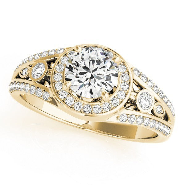 Lab Grown Round Diamond Halo Engagement Ring