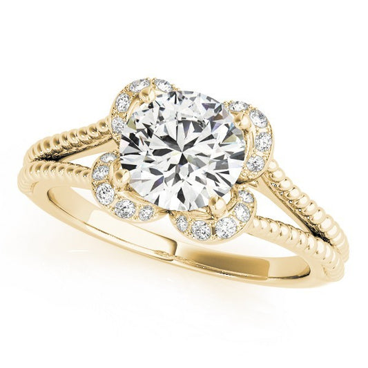  Lab Grown Round Diamond Halo Engagement Ring