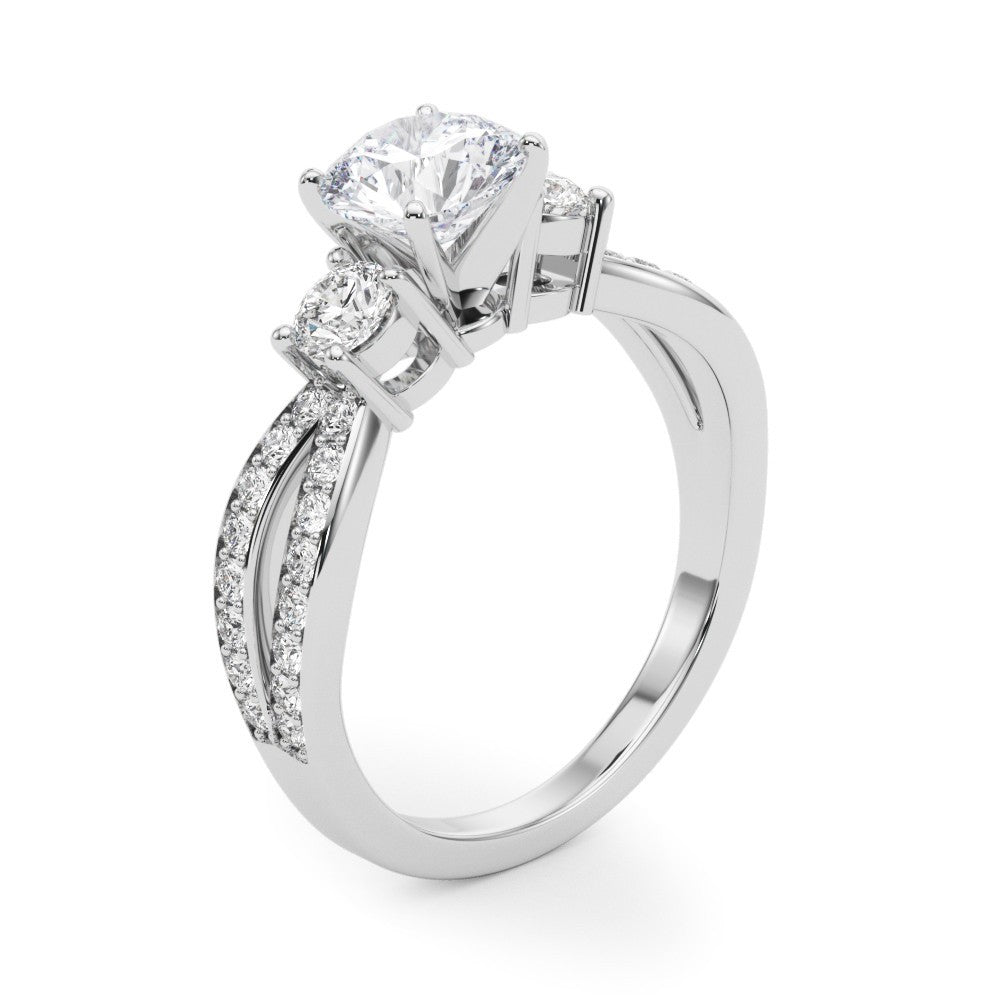 3-stone diamond ring with side stone