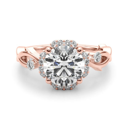Lab-Grown Round Cut Diamond Halo Engagement Ring Platinum
