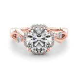 Lab-Grown Round Cut Diamond Halo Engagement Ring Platinum