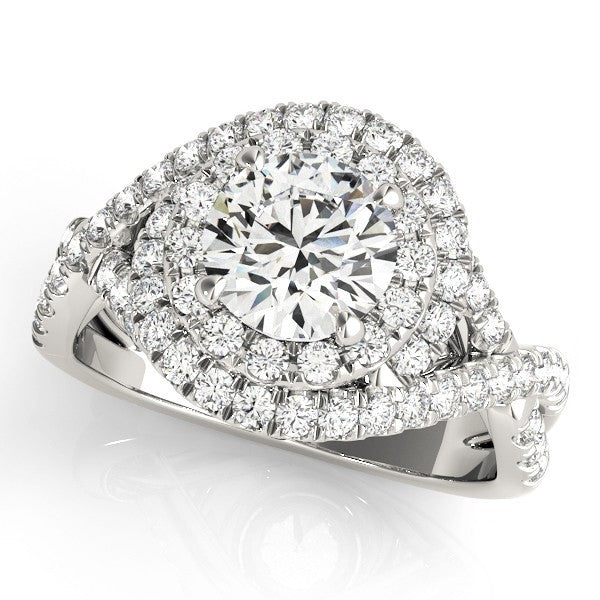 Lab Grown Round Cut Diamond Halo Engagement Ring