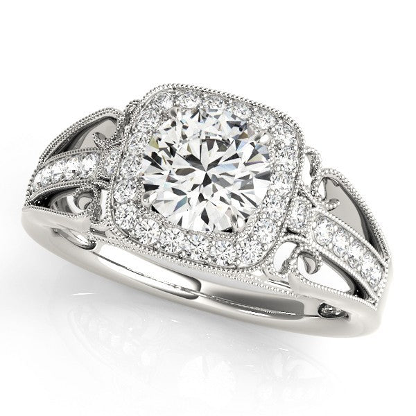 Lab Grown Round Diamond Halo Engagement Ring