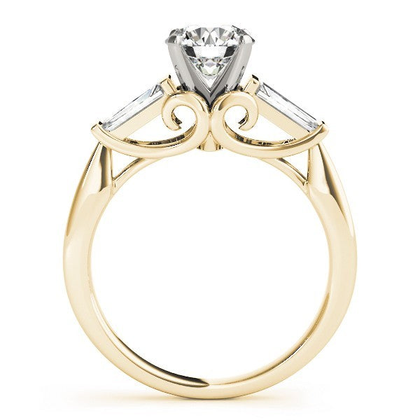 18K Yellow Gold Lab-Grown Round Diamond Trilogy Engagement Ring