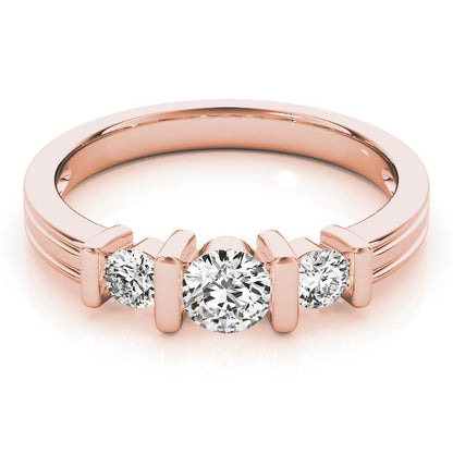 2.00Ct Bar Set Lab Grown Round Diamond 3 Stone Engagement Ring Platinum