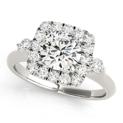 Lab Grown Round Diamond Halo Engagement Ring