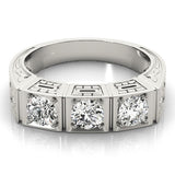 2.00Ct Lab Grown Round Diamond 3 Stone Engagement Ring In Platinum