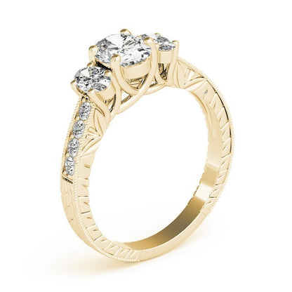 Lab Grown Oval Cut Diamond Trilogy Engagement Ring Platinum In 2.00ct DE/VS