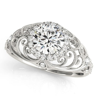 Lab Grown Round Diamond Halo Engagement Ring