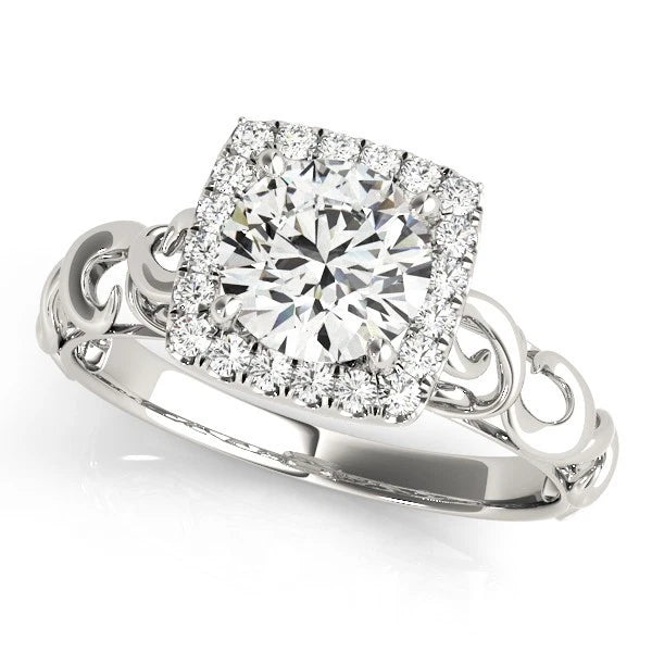 Lab Grown Round Cut Diamond 2.00Ct DE/VS Halo Engagement Ring