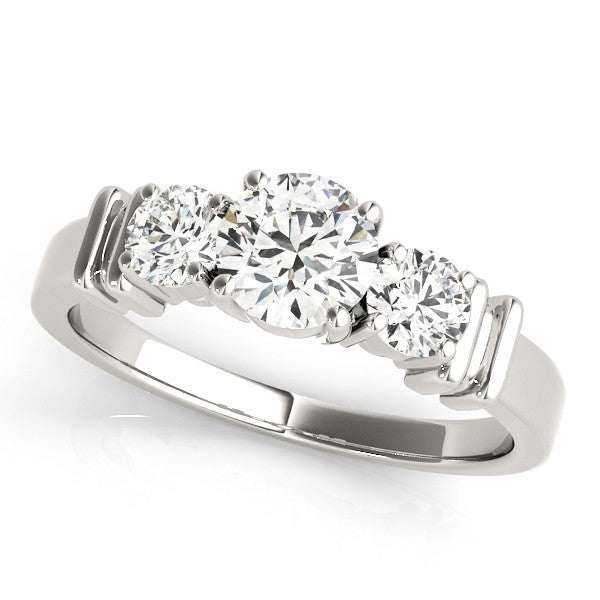 2.00Ct Lab Grown Round Diamond 3 Stone Engagement Ring Platinum - Two Tone
