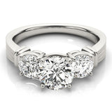 Round Cut Lab Grown Diamond Claw Set Trilogy Engagement Ring Platinum In DE/VS 2.00Ct