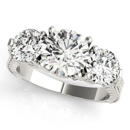 Platinum Lab Grown Diamond Trilogy Engagement Ring Art Deco Designer 2CT DE/VS