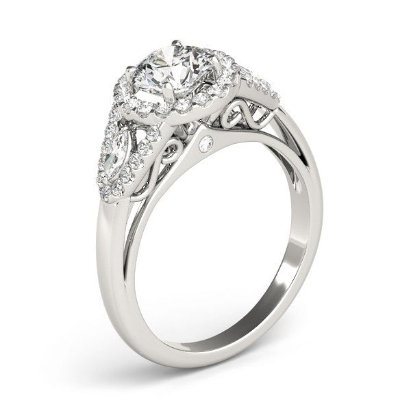 Lab Grown Round Cut Diamond Halo Engagement Ring