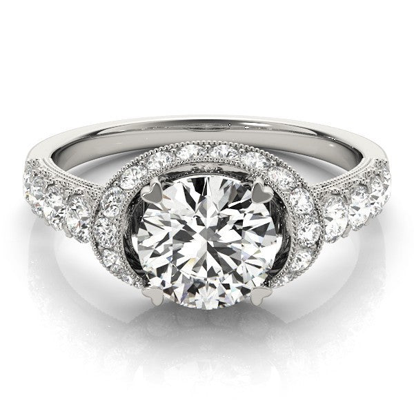 Lab Grown Round Diamond Halo Engagement Ring