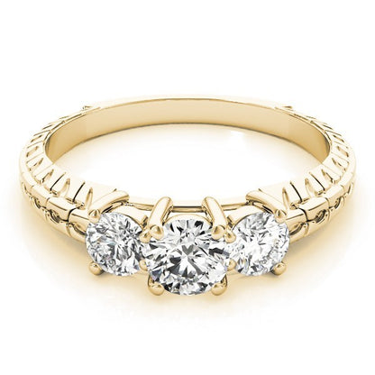 2.00Ct Lab Grown Round Diamond Art Deco 3 Stone Engagement Ring Platinum