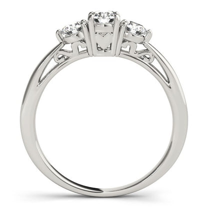 Lab Grown Round Diamond Prong Set 3 Stone Engagement Ring Platinum In DE/VS 2.00Ct