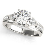 Lab Grown Round Diamond 3 Stone Art Design Engagement Ring