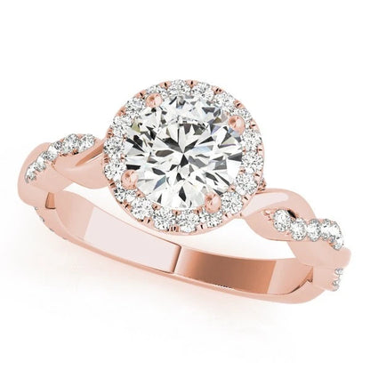 Lab Grown Round Cut Diamond Halo Engagement Ring  For Women