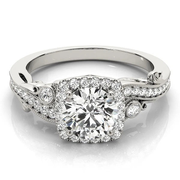 Lab Grown Round Diamond Halo Engagement Ring 