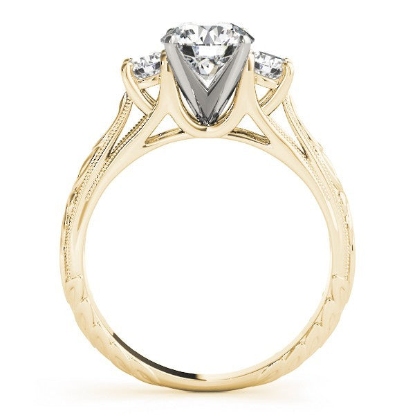 Lab Grown Round Diamond Art Designer 3 Stone Engagement Ring Platinum