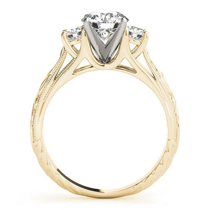 Lab Grown Round Diamond Art Designer 3 Stone Engagement Ring Platinum