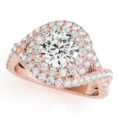 Lab Grown Round Cut Diamond Halo Engagement Ring
