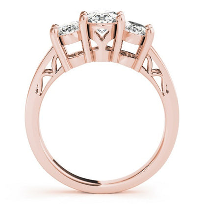 Lab-Grown Oval Diamond 3 Stone Engagement Ring In 18K White Gold