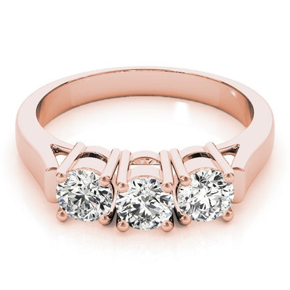 Lab Grown Round Diamond Trilogy Engagement Ring Platinum