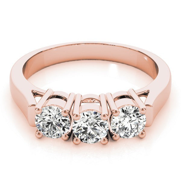 Lab Grown Round Diamond Trilogy Engagement Ring Platinum