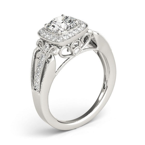 Lab Grown Round Diamond Halo Engagement Ring