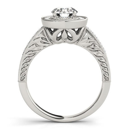 Lab Grown Round Cut Diamond Halo Engagement Ring 