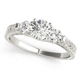 2.00Ct Lab Grown Round Diamond Milgrain 3 Stone Engagement Ring Platinum